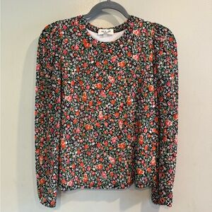 Floral top with sheer sleeves